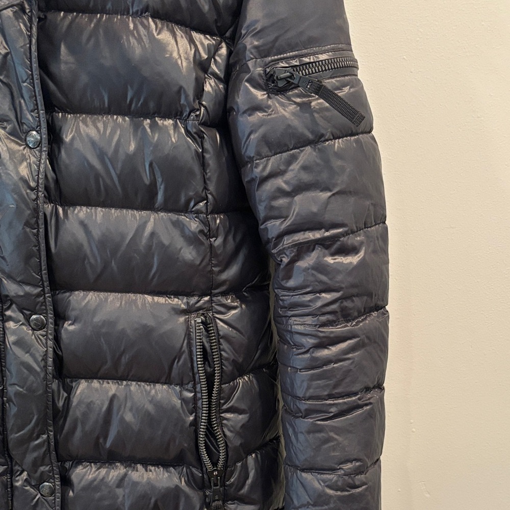 S13 Black Puffer Jacket with Faux Fur Hood - Picture 6 of 7